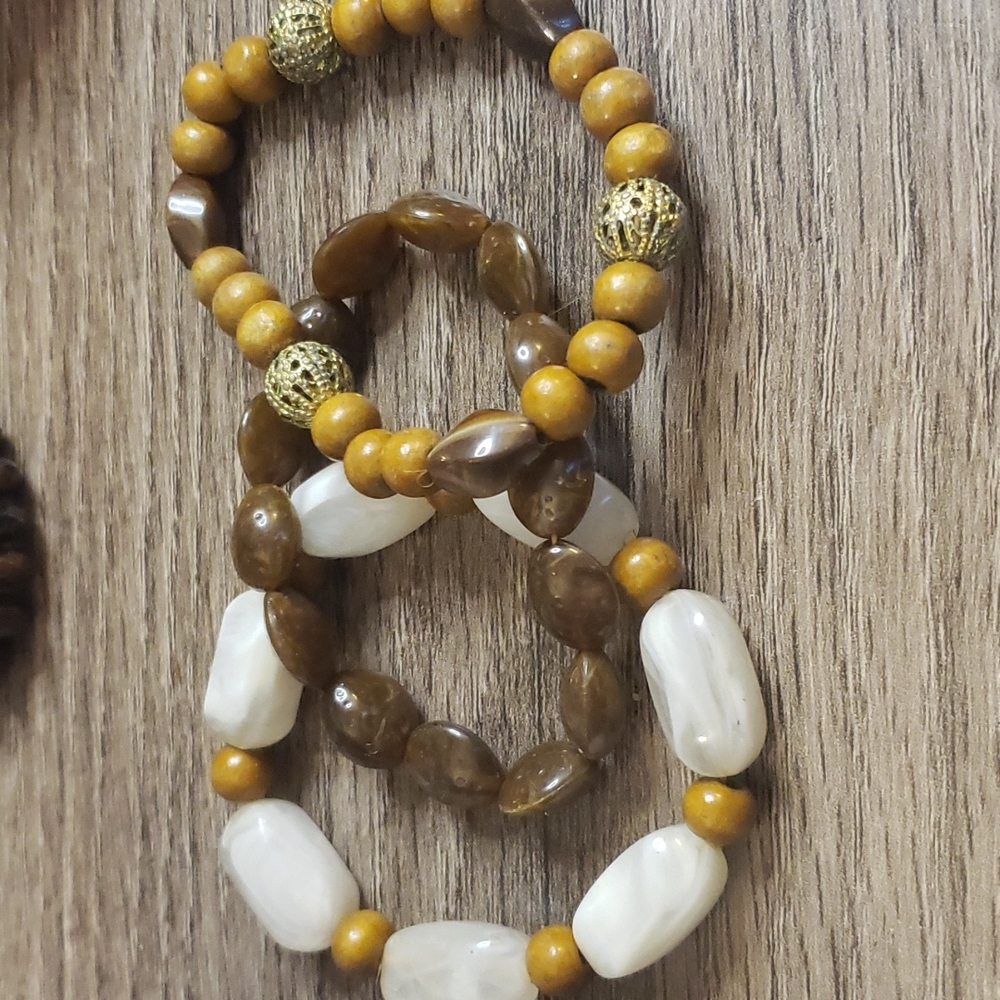 3 piece set brown cream bracelet